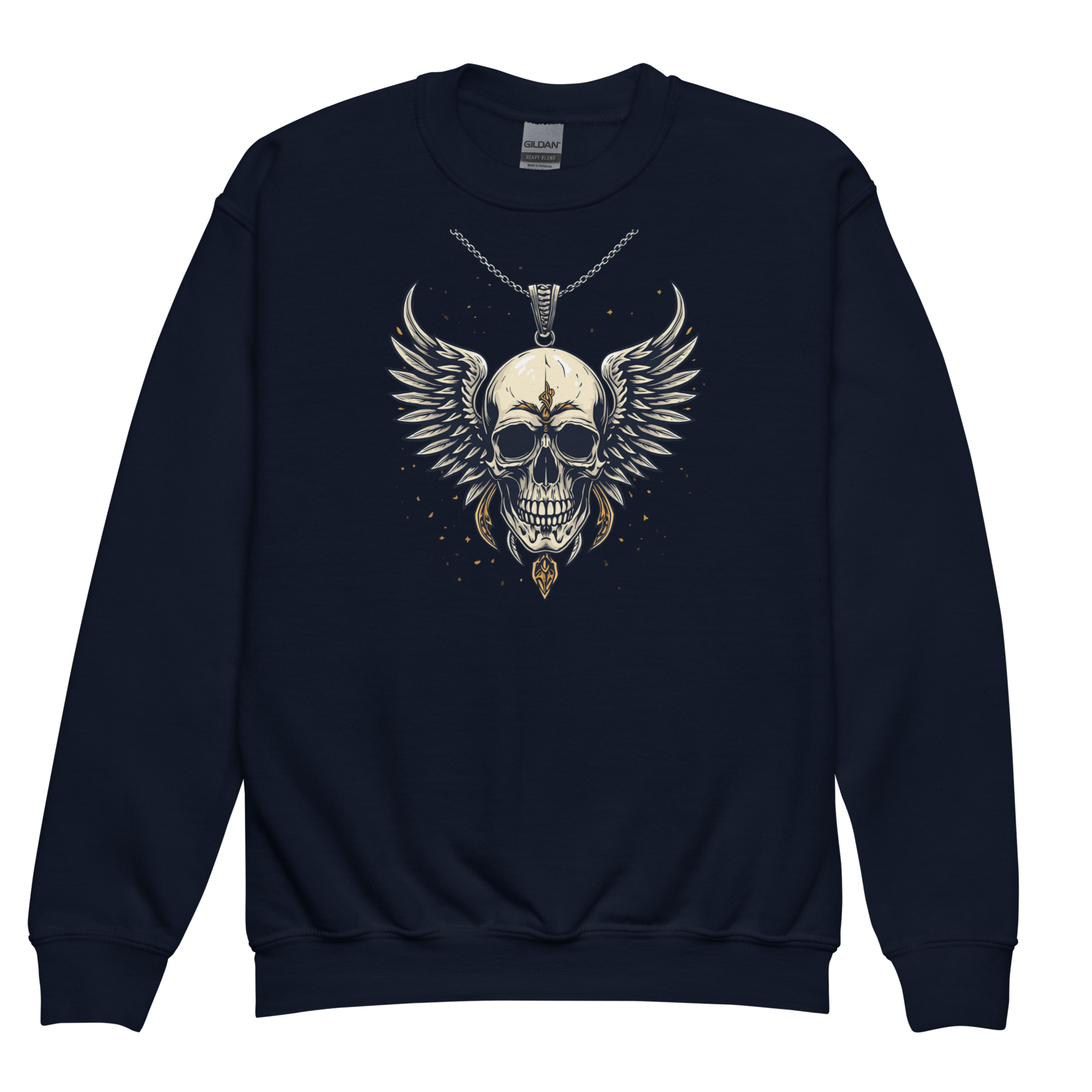 Pullover für Kids – Totenkopf mit Kette